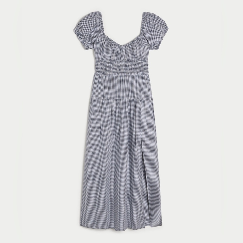 Hollister Blue and White Checkered Maxi Dress